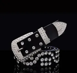 Ceintures Haute qualité luxe sangle hommes femmes strass ceinture Western Cowgirl Cowboy Bling cristal boucle ardillon Punk diamant clouté5657303