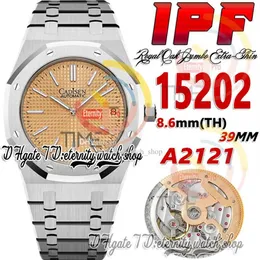 IPF 39MM zf15202 Cal 2121 SA2121 Orologio automatico da uomo Ultra-sottile 8 6mm Oro rosa Texture Dial Stick Markers Acciaio inossidabile Bracel270d