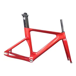 Pełna rama rowerowa z włókna węglowego TR013 Stałego biegu wyścigowe Racing Metallic Red Paint Nowy tylny wieszak