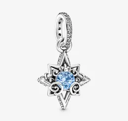 100 925 Sterling Silver Sparkling Blue Star Dangle Charms Fit Original European Charm Armband Women Wedding Engagement J8180929