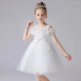 Vestidos de menina meninas princesa casamento crianças verão rendas bordado oco vestido bebê crianças roupas bonito babados