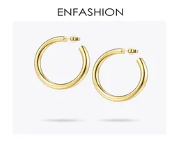 Enfashion Big Hoop Earrings Solid Gold Color Eorthity Earings 여성 보석을위한 스테인레스 스틸 서클 이어링 EC171022 J1907186266253