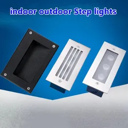 Lâmpadas ip67 luz subterrânea 3x2w led luz da escada passo luz recesso lâmpada enterrada interior ao ar livre escada passo luzes 85265v