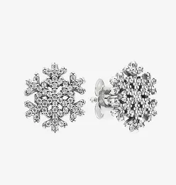 جودة عالية الجودة ثلجية Snowflake Stud Encling Women Girls Girls Gift for 925 Sterling Silver Earrings with Original Box3067512