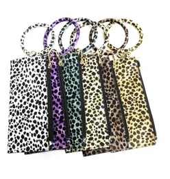 Leopard Clutch Bag Keyrings Keychains Charm Holder Wristlet Armband Bangle Car Key Chain Rings for Women Girls Lady Wrist5120458