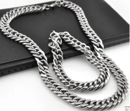 Grand collier et bracelet en chaîne à double maillons de 10mm, ensemble de bijoux en acier inoxydable 316L pour hommes Cool, bijoux 9663102