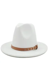 Chapeaux à larges bords Femmes Hommes Laine Feutre Gland Jazz Fedora Panama Style Cowboy Trilby Fête Robe Formelle Chapeau Grande Taille Jaune Blanc a79324297