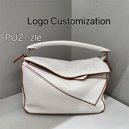 Pussel Tote Edge Designer väskor Kvinnor läder Enkel axel lyxig crossbody hink geometrisk koppling svart kuddeformad bolsa präglad sling bumbag