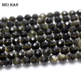 Braccialetti Meihan Natural Golden Obsidian 4 mm (4strands/Set) perle sciolte con sfaccettature per gioielli Collana bracciale fai -da -te