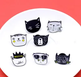 Feliz gatinho grande coleção tema esmalte broche conjunto 18 pçs gato peter pan preto e branco família gato dos desenhos animados animal badge1365112