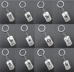 الفولاذ المقاوم للصدأ التنجيم zodiac علامة الكلب العلامة مفتاح الأبراج كوكبة الأبراج Keyrings هدية عيد ميلاد السلسلة مفتاح 12 قطعة ass8834338