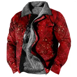 남자 재킷 레트로 격자 무늬 프린트 양털 두꺼운 코트 재킷 캐주얼 패션 따뜻한 쇼케 타스 Hombre Casacos de Inverno Masculin