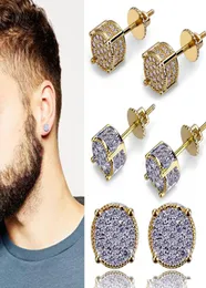 NOWOŚĆ 18K ZŁOTA HIPHOP CZ CYRIM CHIRCON COUDEKS 07 cm dla mężczyzn Kobiet i dziewczęta Prezenty Diamentowe kolczyki Studs Rock Rapper Jewelry W3374127