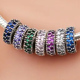 EDELL Autentici perline in argento sterling 925 Distanziatori multicolori Distanziatore adatto a gioielli in stile europeo Bracciali Collana Regalo di compleanno14016619