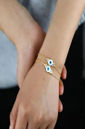 Promotion Gold Color Fashion Women Jewelry White Blue Enamel Evil Eye Charm Lucky Girl Women Jewelry Bracelet9343542