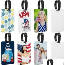 Party Favor Sublimation Blanks Neoprene Lage Tags White Blank Travel With Strap Double Sides Suitcase Label Tag Heat Transfer Diy Name Otk5D