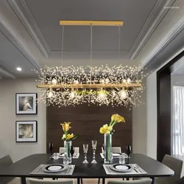 Chandeliers Modern Crystal Stainless Steel Dandelion LED Ceiling Light Gold Chrome For Kitchen Dining Bedroom