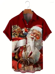 Camisas casuais masculinas camisa de natal para homens manga curta 3d harajuku impressão tops moda e blusas roupas de grandes dimensões