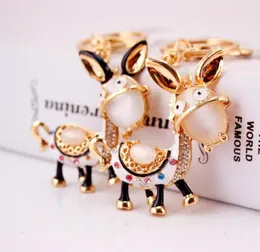 3pcs Crystal Rhinestone Pendant Car Key Chains Gold Plated Crystal Rhinestone Stone Enamel Alloy Metal Animal Donkey Key Ring Hold2289290