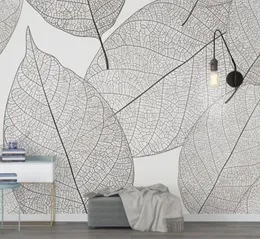 Niestandardowe tapety mural nowoczesne minimalistyczne żyły liści tekstury salon sypialnia tło dekoracje domu6764246