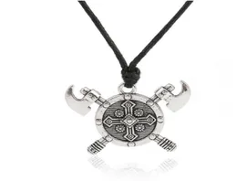 JF127 Il più nuovo design vichingo religioso ascia pendenti collana gioielli doppie asce scudo amuleto charms collana gioielli intero7415874