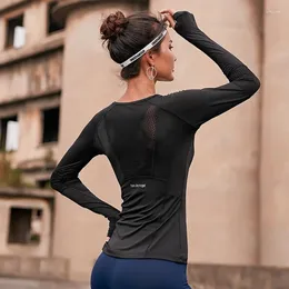 T-shirts pour femmes 2023 bleu noir Rose hauts de Sport Gym femmes Fitness chemise femme à manches longues haut maille femmes vêtements de Sport