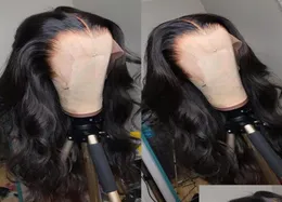 Perucas de cabelo humano remy bebê pré arrancado onda do corpo peruca dianteira do laço 13x4 hd transparente frontal pré arrancado fechamento brasileiro gota deliv4964705