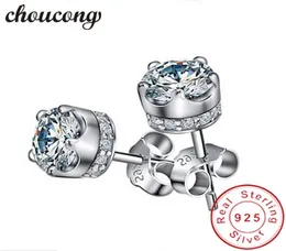 Choucong New Women Crown Earrings Diamond 925 Sterling Silver Party Wedding StudEarrings for Women Fashion Jewelry9618025