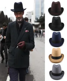 Sombreros de ala ancha Hombres Mujeres Fieltro de lana Clásico Homburg Bowtie Band Fedora Caps Trilby Sunhat Jazz Invierno Cálido Tamaño ajustable ML5299508