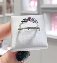 Funkelnder Engelsflügel-Ring aus 925er-Sterlingsilber mit rosa Zirkonia, modischer Schmuckring im P-Stil für Damen279w2779254