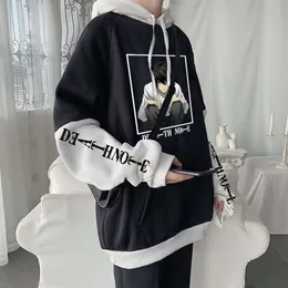 مذكرة الموت أنيمي L Lawliet Kawaii Cartoon Hoodies Horror Manga Streetwear Long Long Haruku Men Winter Winter Sweatshirts