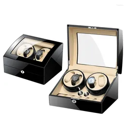 Watch Boxes M&Q Winding Machine Display Case Automatic Rocker Leather Silent Quad Winder