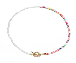 Choker RKR Frauen Zufällige Bunte Perlen Splice Acryl Perlenketten Gold Farbe Toggle Halsketten 2022 Modeschmuck6161366