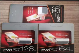 New Evo Plus 256GB 128GB 64GB 32GB بطاقة الذاكرة UHSI U3 Trans Flash TF مع حزمة البيع بالتجزئة المحول 4960456