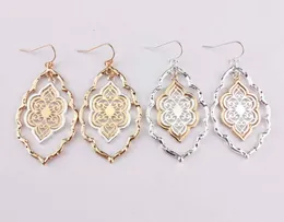 Trendy Cut Out Morocco Dangle Chandelier Filigree Two Tone Frame Statement Drop Earrings for Women Earrings5128438