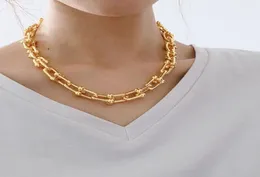 2021 Nouveau collier punk pour femmes hip hop épais chaîne courte clavicule en acier inoxydable bijoux de luxe cadeau designer de haute qualité8143925