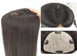 Topper per capelli umani Remy Slik Base per donna, colore nero naturale, clip dritta in pezzi 13x15 cm8937158