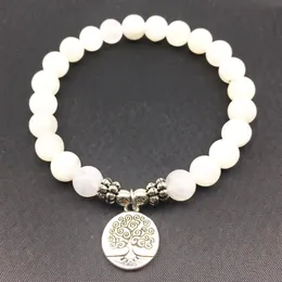 SN1334 Bracciale da donna di alta qualità Pietra di luna naturale Bracciale con ciondolo albero della vita Bracciale meditativo Yogi Balance231s