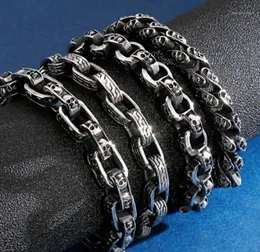 Gothic Skull Heads Bracelet For Men 316L Stainless Steel Skeleton Charm Link Chain Mens Bracelets 23CM Long Male Biker Jewelry11332980497