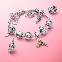 느슨한 보석 2023 925 Sterling Silver Row of Stars Clip Charm Beads Fit Original Bracelet Fine Jewelry Gift