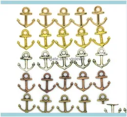 Ustalenia komponenty biżuterii 1000pcs 14x19 mm DIY Jewelry Aessories 5 Colours Bronze Sier Gold Color stop vintage Ocean Anchor Charms1170360