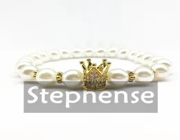 CZ0002 Neues Design Damen Krone Charm Zirkon Perlenarmband Hochwertiges Böhmen-Stil Hochzeitsarmband Geschenk für Sie3996873