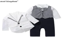 Conjuntos de roupas Mudkingdom Baby Boy Gentleman Outfits Manga Longa Camisa Macacão e Casaco Terno para Crianças Roupas Bow Tie Boys Jaqueta 26174392