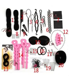 Ferramentas de estilo de cabelo conjuntos de cabelo mágico clip maker hairpins rolo kit trança conjunto esponja estilo acessórios7080906