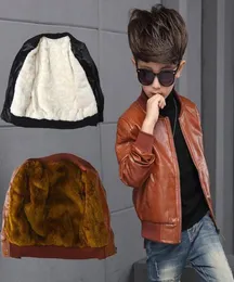 Gelen Boys Coats Sonbahar Setleri Kış Moda Koreli Çocuklar Artı Kadife Isınma Pamuklu PU Deri Ceket Kids4607998