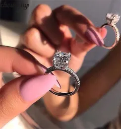 Choucong Unikalny obietnica Pierścień 925 Sterling Srebrna poduszka Cut 1ct Diamond Cyrron CZ Party Wedding Pierścienie dla kobiet Jewelry 3651443