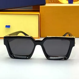 Varumärkesmillionärer Z1165W Designer Mens Square Solglasögon med acetatram svarta linser djupt i klinat frammetall S-Lock gångjärn Womens Fashion Glasses 10a
