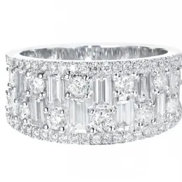 Sparkande lyxsmycken 925 Sterling Silver T Princess Cut White Topaz Cz Diamond Gemstones Eternity New Women Wedding Bridal Rin3341