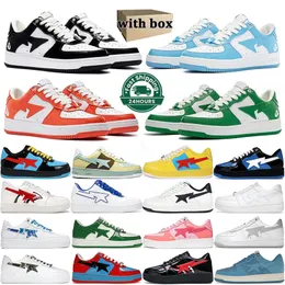 With Box Sk8 Мужчины Женщины Повседневная обувь Sta Low Sneaker Суд дизайнер Nigo Bathing Apes туфли на платформе Shark Черно-белый Серый Лакированная кожа Зеленые мужские кроссовки Размер 36-45