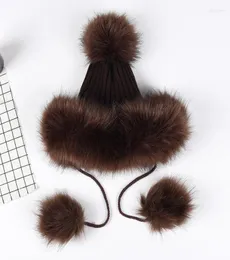 Kagenmo Imitation POM HAT FAUX LEATHER STRAW FERENT WINTH WARTY WARTER BALLY BAWN BEANIESKULL CAPS OLIV228429403